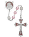 772RF Mother and Child Pink Pearl like  Glass Rosary Boxed - McVan