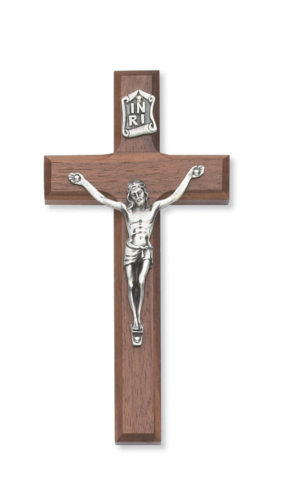 79-69 6 in. Walnut Stain Crucifix Boxed - McVan