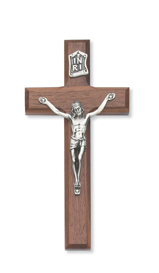 79-69 6 in. Walnut Stain Crucifix Boxed - McVan