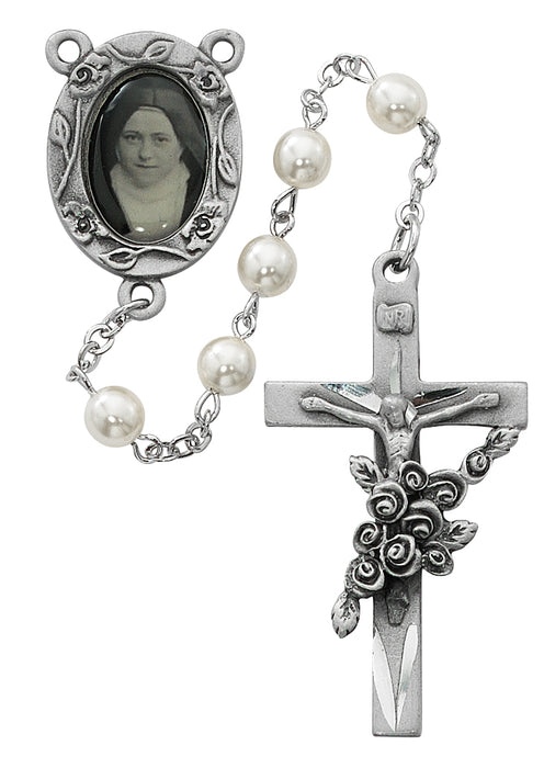 792DF Pearl like  St Therese Rosary Boxed - McVan