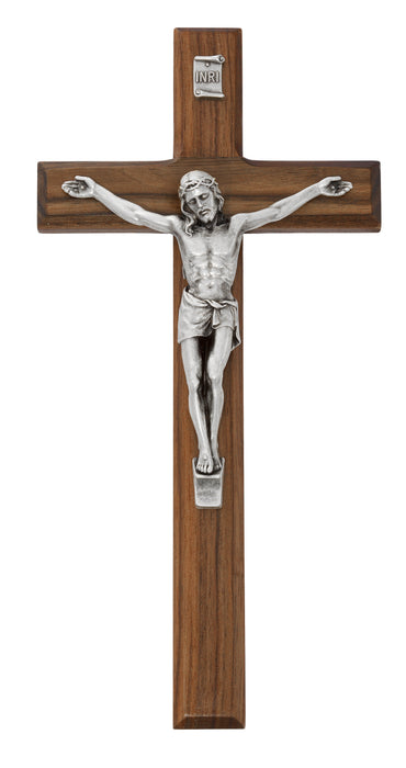 80-04 10 in. Walnut Inlay Crucifix Boxed - McVan