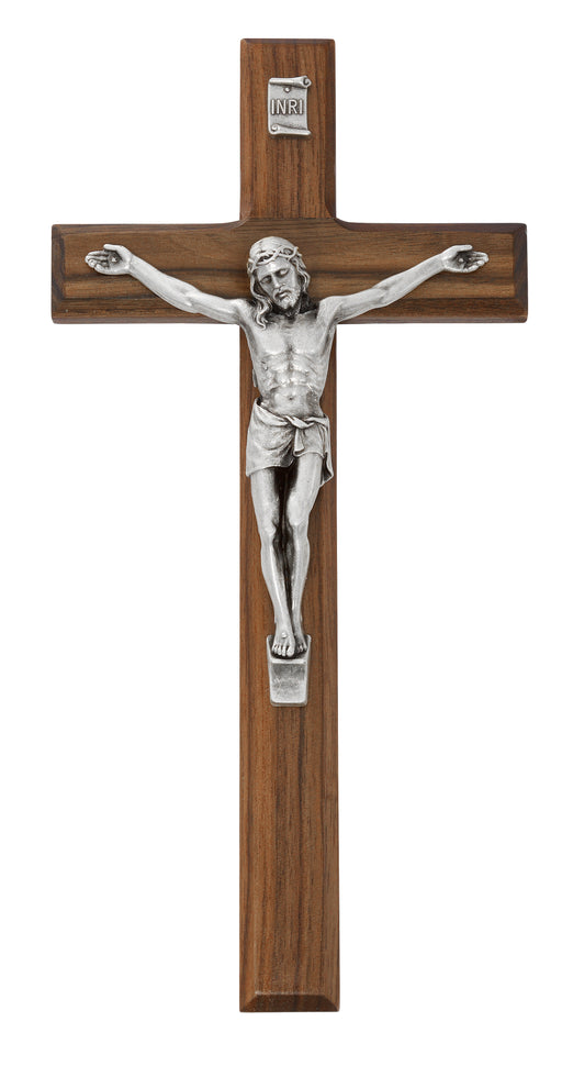 80-04 10 in. Walnut Inlay Crucifix Boxed - McVan