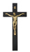 80-212 10" BEVELED BLACK WOOD WITH ANTIQUE BRONZE CORPUS CRUCIFIX BOXED - McVan