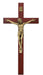 80-213 10" Beveled Cherry Stained Crucifix with antique bronze corpus Boxed - McVan