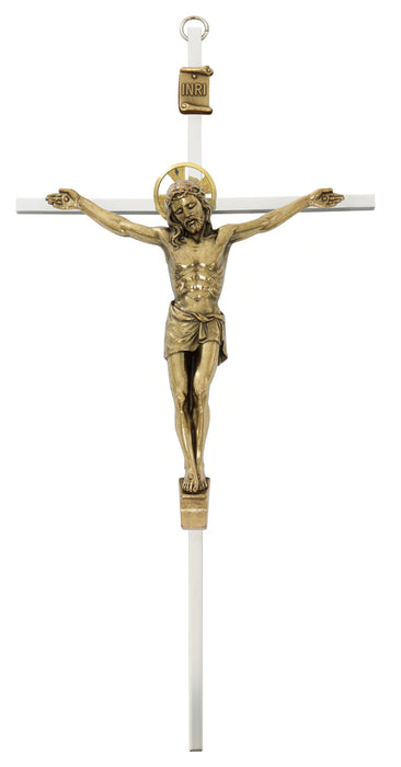 80-220 10" SILVER CROSS WITH GOLD TONE CORPUS CRUCIFIX BOXED - McVan