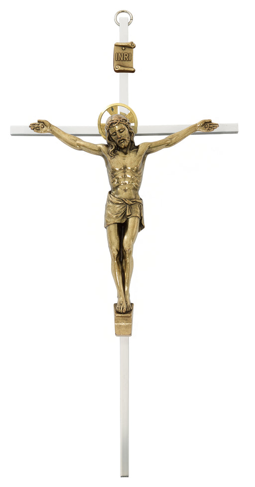 80-220 10" SILVER CROSS WITH GOLD TONE CORPUS CRUCIFIX BOXED - McVan