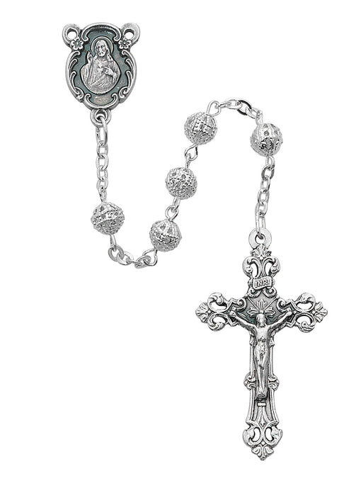808SF Filigree Metal Rosary Boxed - McVan