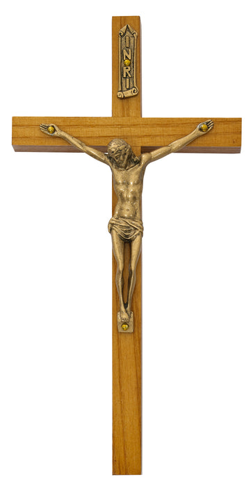 81-38 8" WALNUT  STAINED WITH GOLD CORPUS CRUCIFIX BAGGED - McVan