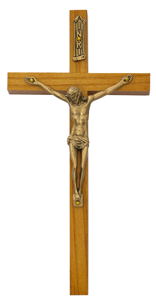 81-38 8" WALNUT  STAINED WITH GOLD CORPUS CRUCIFIX BAGGED - McVan