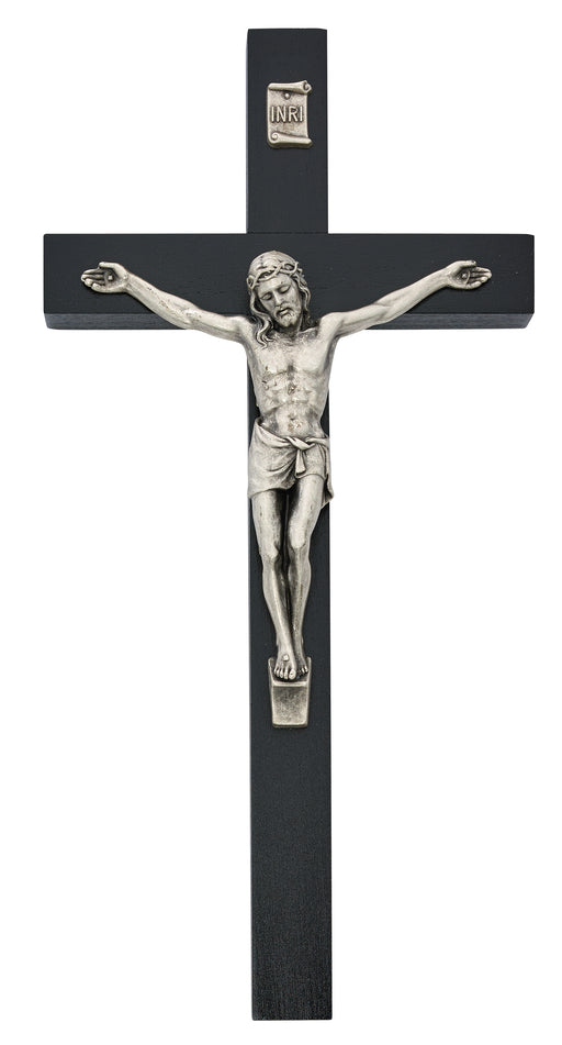 81-78 10" BLACK WOOD WITH SILVER CORPUS CRUCIFIX BAGGED - McVan