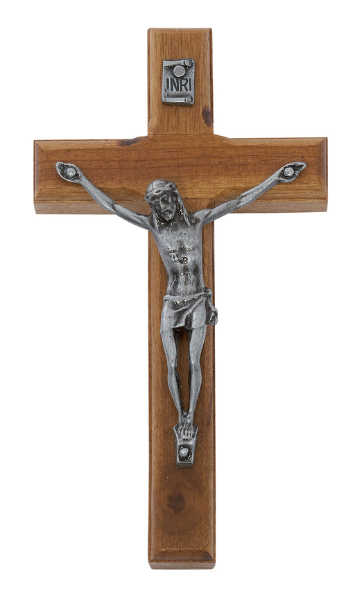 82-13 4.75" BRAZILLIAN WALNUT WOOD WITH SILVER CORPUS CRUCIFIX BOXED - McVan