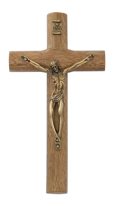 82-14 6.75" BRAZILLIAN WALNUT WOOD WITH GOLD CORPUS CRUCIFIX BOXED - McVan