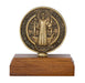 82-17 2.25" BRAZILLIAN WALNUT WOOD WITH GOLD ST BENEDICT COIN STANDING CRUCIFIX BAGGED - McVan
