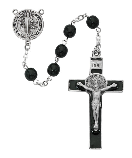 863DF Black St. Benedict Rosary Boxed - McVan