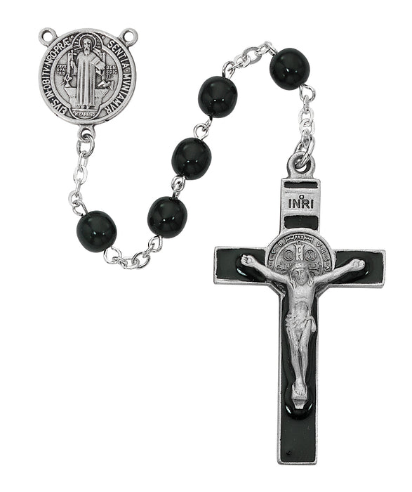 863DF Black St. Benedict Rosary Boxed - McVan