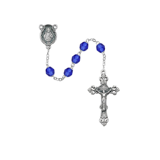 875-BLG Dark Blue Glass September Rosary Boxed - McVan