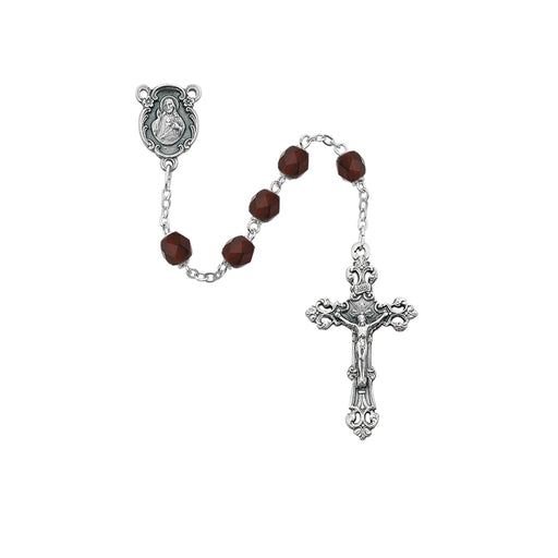 875-GAG Dark Red Glass January Rosary Boxed - McVan
