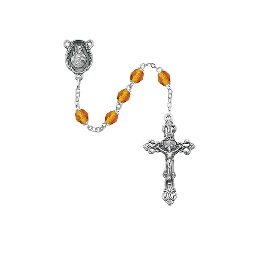 875-TOG Amber Glass November Rosary Boxed - McVan