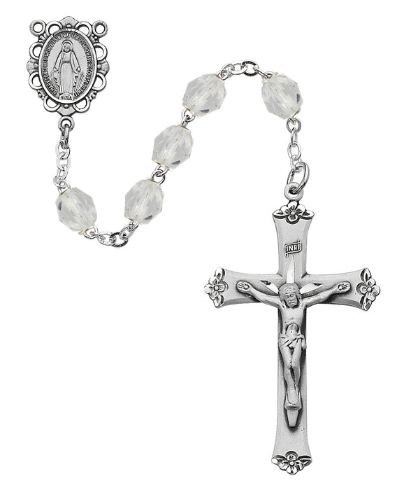 875L-CRF Aurora Glass April Rosary Boxed - McVan