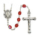 875L-RUF Red Glass July Rosary Boxed - McVan