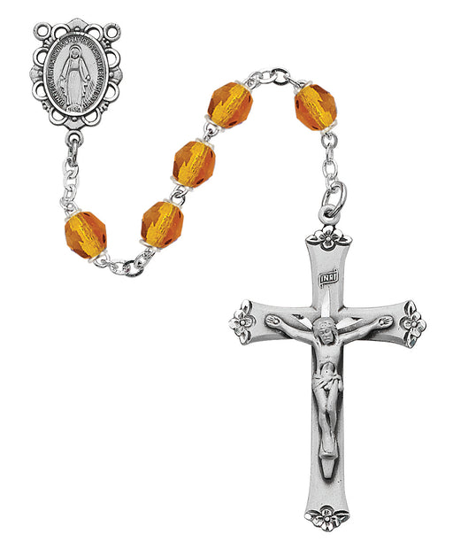 875L-TOF Amber Glass November Rosary Boxed - McVan