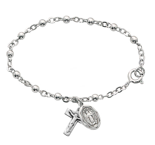 912L 5 1/2 in Sterling Baby Rosary Bracelet Boxed - McVan