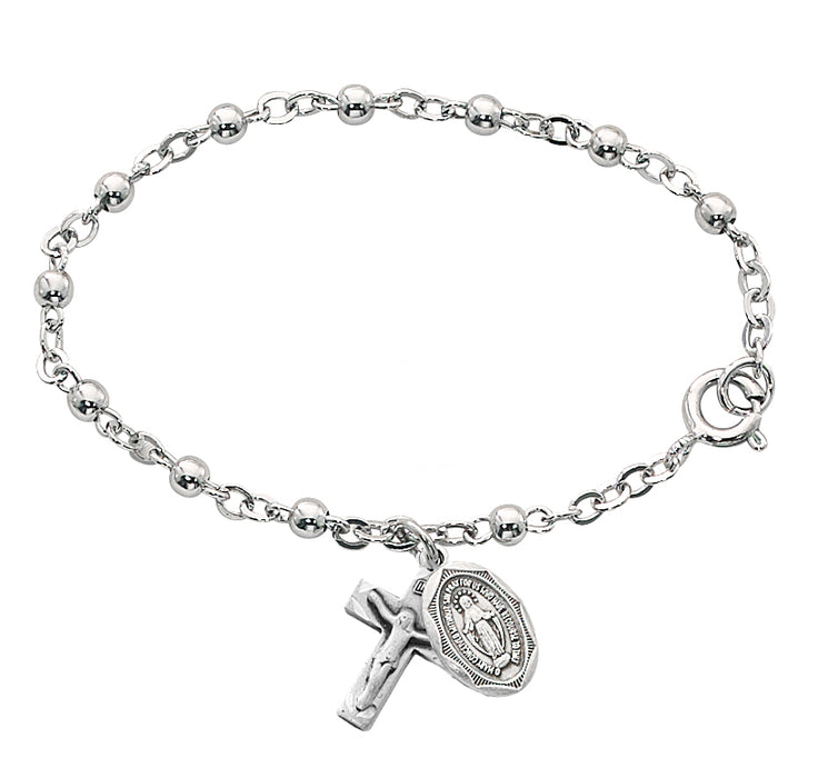 912L 5 1/2 in Sterling Baby Rosary Bracelet Boxed - McVan