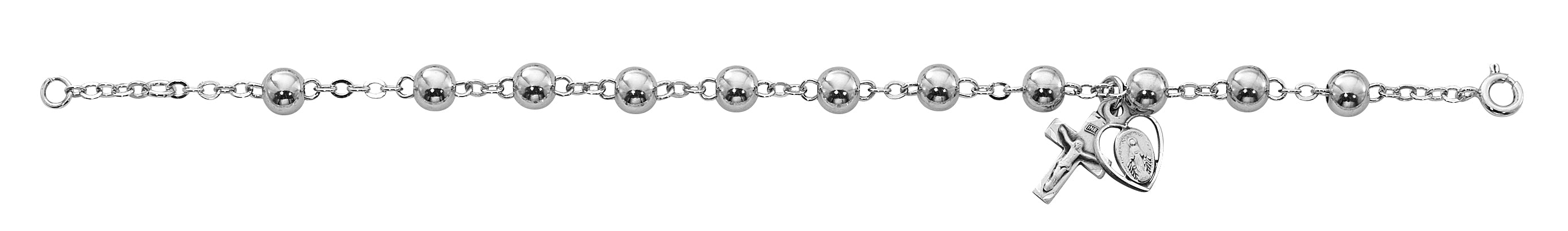 914L 7.5in All Sterling Rosary Bracelet Boxed - McVan