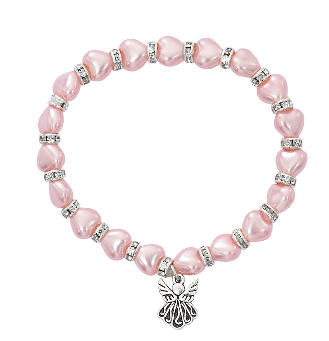 B1019C 5.5" PINK PEARL HEART BABY BRACELET AND HANG BAG - McVan