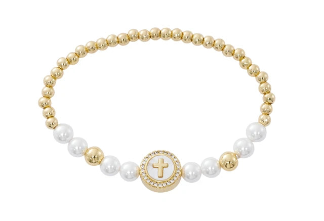 Gold Plated Pearl Bracelet-B1079C