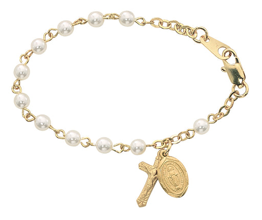 B28J 5 1/2in Gold Pearl like Baby Bracelet - McVan