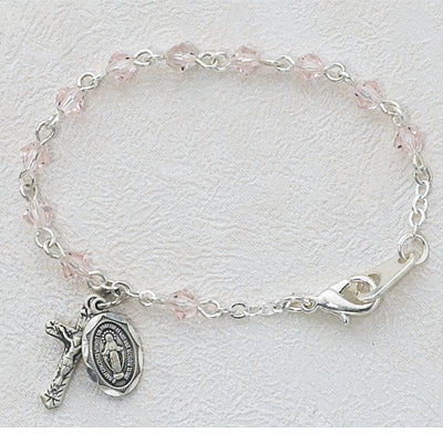 BR121D 5 1/2in Pink Crystal Baby Bracelet - McVan