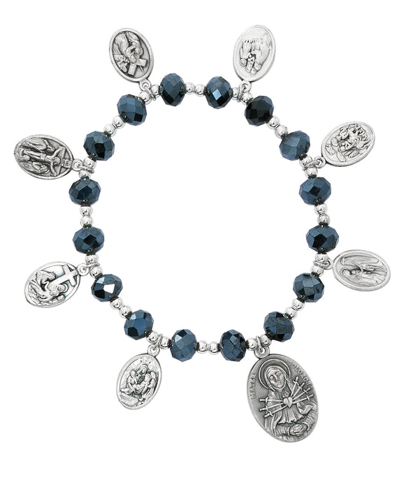 BR186 Seven Sorrows Black AB Stretch Bracelet - McVan