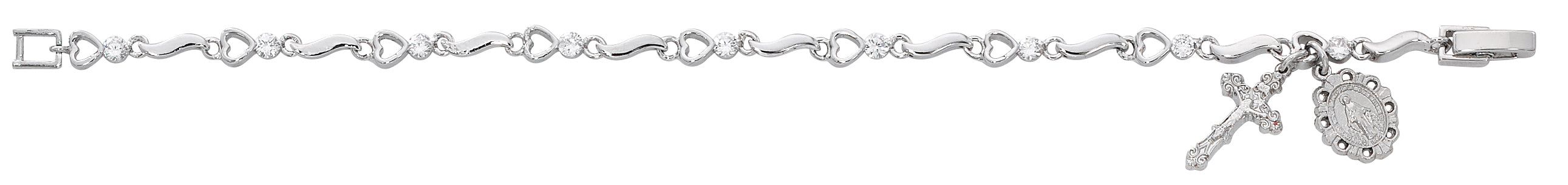 BR315 7.5in Cubic Zirconia and Hearts Bracelet Boxed - McVan