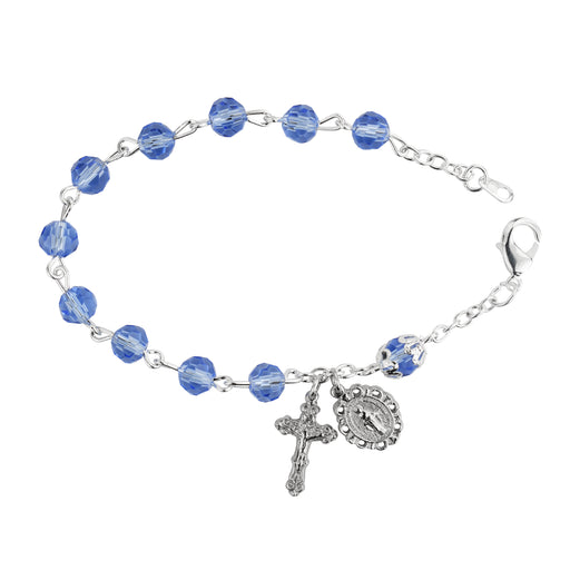 BR333D light Blue Rosary Bracelet boxed - McVan