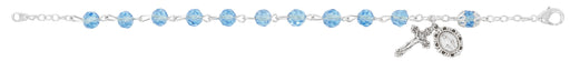 BR333 Sterling Silver light Blue Rosary Bracelet boxed - McVan