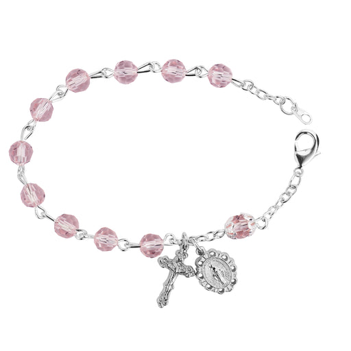BR334D Pink  Rosary Bracelet boxed - McVan