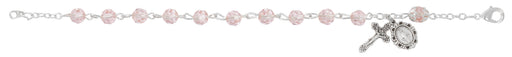 BR334 Sterling Silver Pink  Rosary Bracelet boxed - McVan