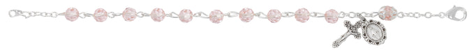BR334 Sterling Silver Pink  Rosary Bracelet boxed - McVan