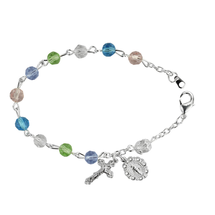BR335D Multi Color  Rosary Bracelet boxed - McVan