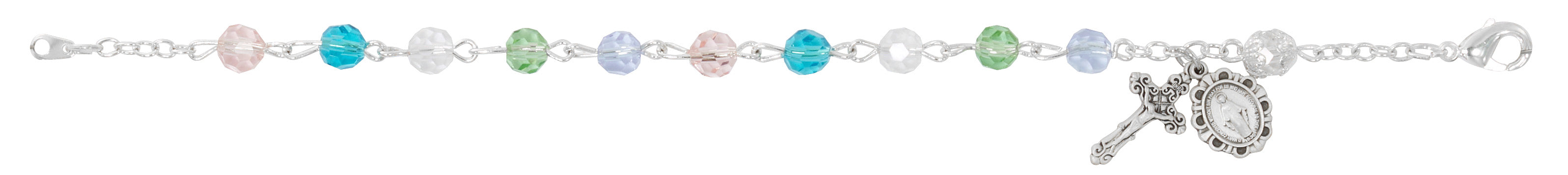 BR335 Sterling Silver Multi color Rosary Bracelet boxed - McVan