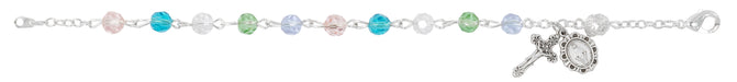 BR335 Sterling Silver Multi color Rosary Bracelet boxed - McVan
