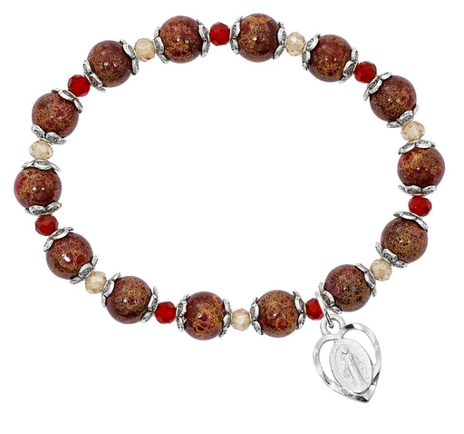 BR345 Red Stretch Bracelet with Miraculous Boxed - McVan