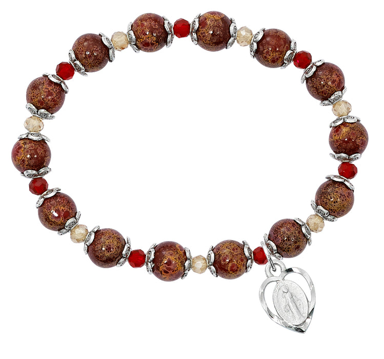 BR345 Red Stretch Bracelet with Miraculous Boxed - McVan