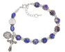 BR357 Blue Flower and Crystal Beads with Adjustable Links - McVan