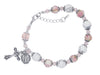 BR358 Pink Flower and White Stone Beads with Adjustable Links - McVan