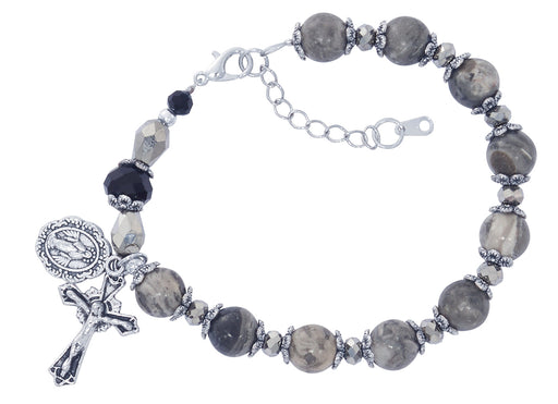 BR361 Picasso Stone & Black Crystal Beads with Adjustable Links - McVan
