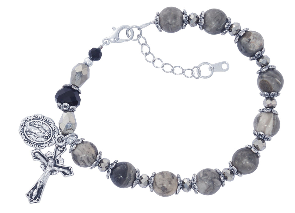 BR361 Picasso Stone & Black Crystal Beads with Adjustable Links - McVan