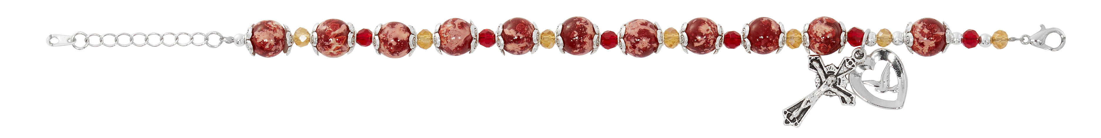 BR364 H.S. on Red Marbeline & Red Crystal Beads with Adjustable Links - McVan