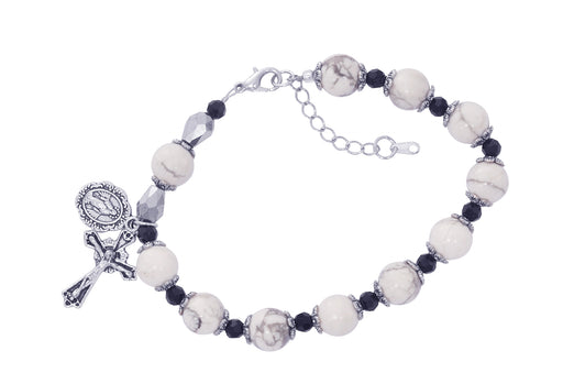BR368 White Howolite & Black Crystal Beads with Adjustable Links - McVan
